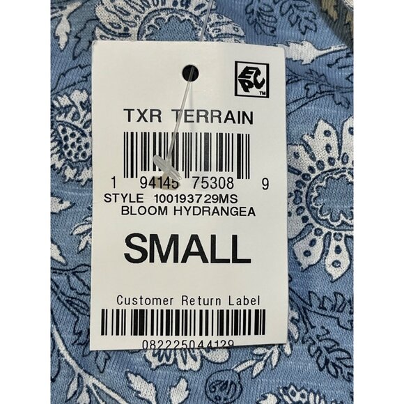 Style & Co. S Blue White Floral Print Long Sleeve Blouse Bloom Hydrangea - Picture 8 of 9